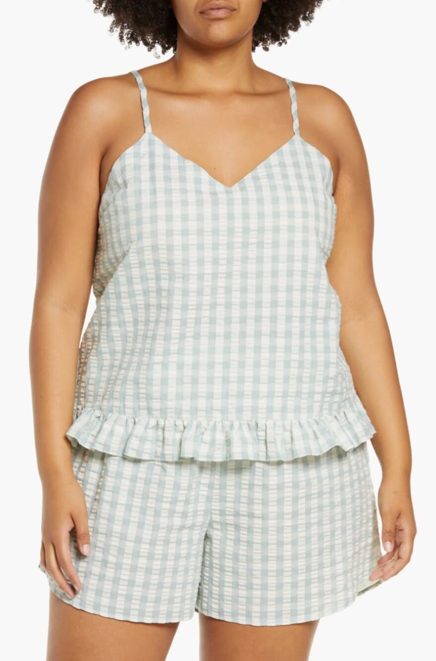 Open Edit Seersucker Matching Summer Pajama Short Set Nordstrom | Blue White | S
